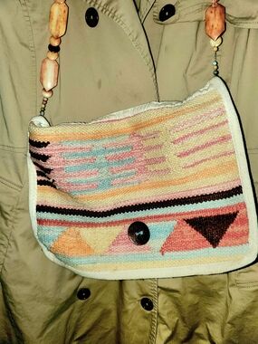 One Of A Kind Woven Pastel Geometric Crossbody Bag - Multicolor